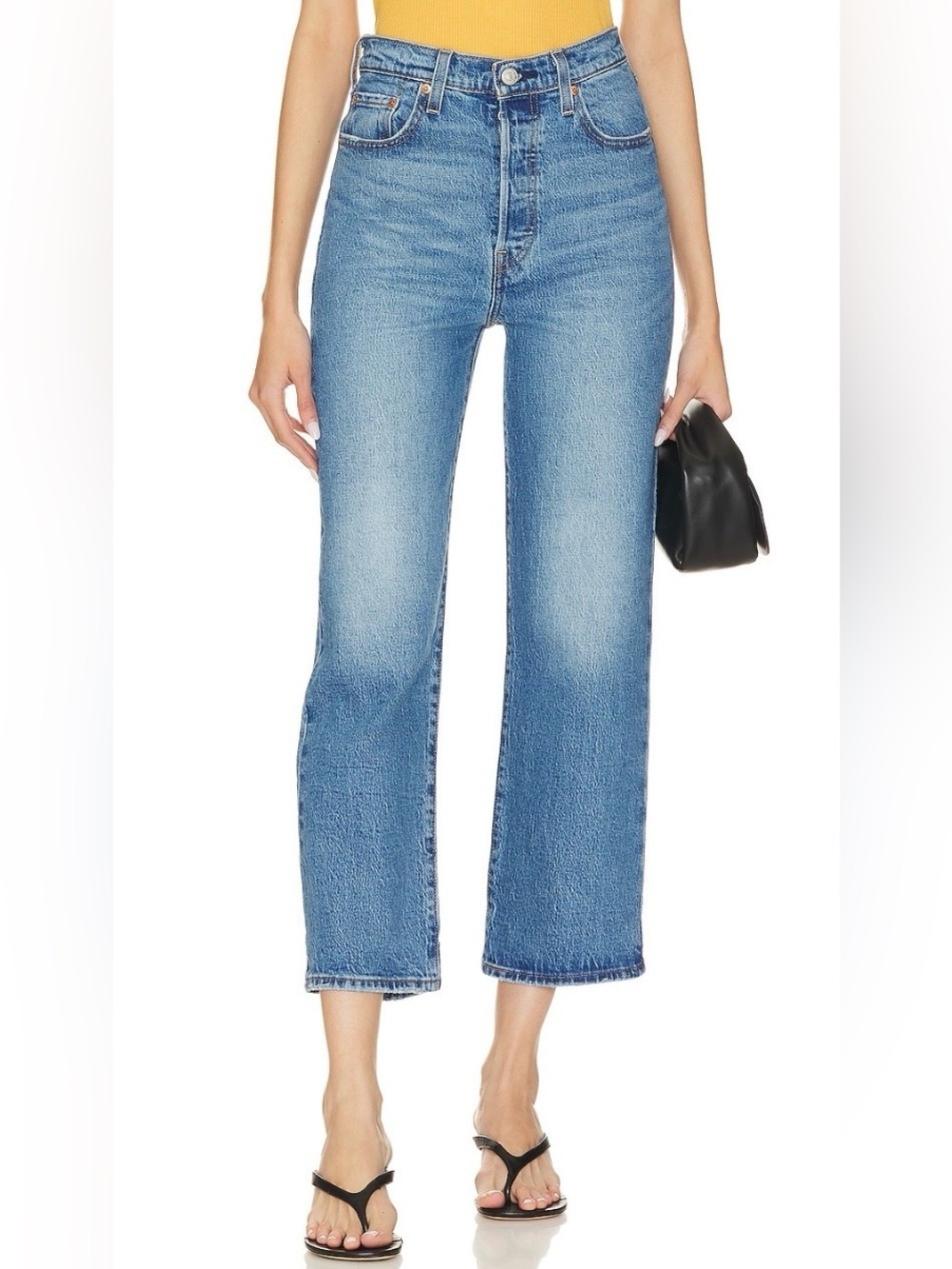 Levi’s Ribcage Straight Jeans 25 High Rise Button Fly Medium Wash